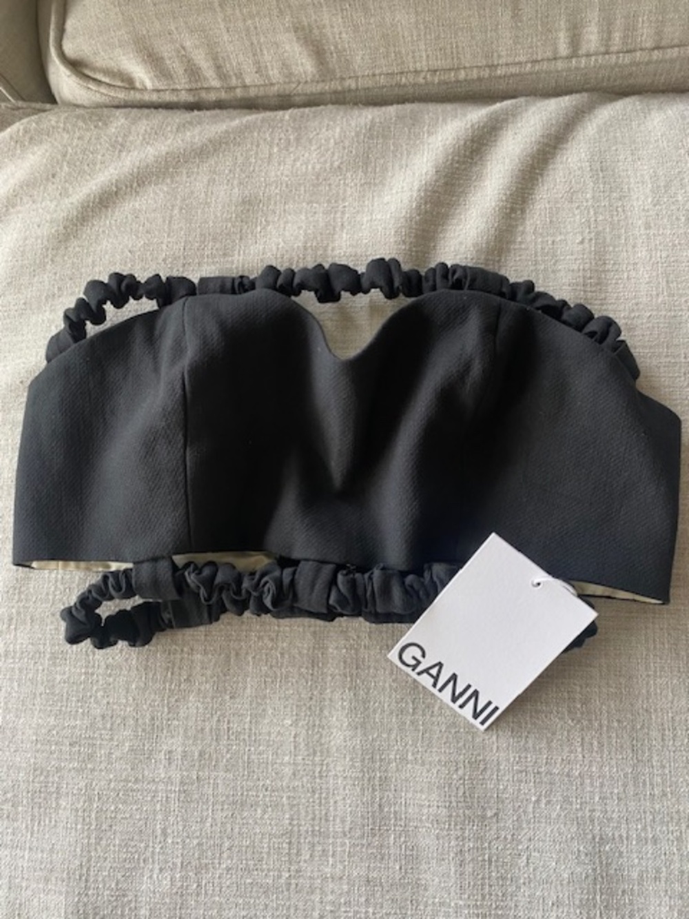 Ganni Strapless Black Cropped Top - Picture 4 of 9